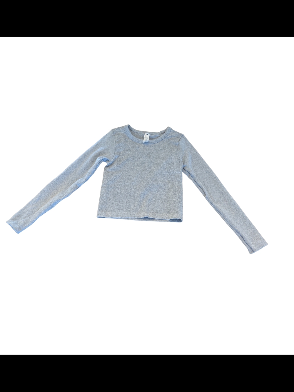 EUC Yogalicious Girls Large 12 Long Sleeve Grey Ribbed Crewneck Shirt